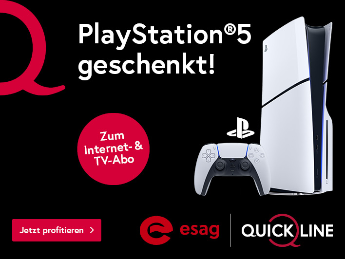 Quickline Werbung: Geschenk zum Internet- und TV-Abo.