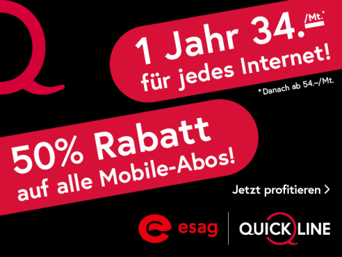 Quickline Werbung für Internet und Mobile-Abos